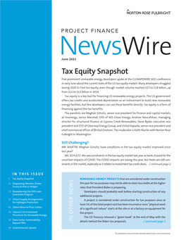 Tax Equity Snapshot