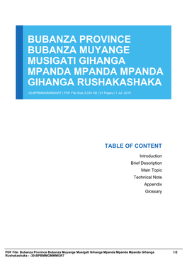 Bubanza Province Bubanza Muyange Musigati Gihanga Mpanda Mpanda Mpanda Gihanga Rushakashaka