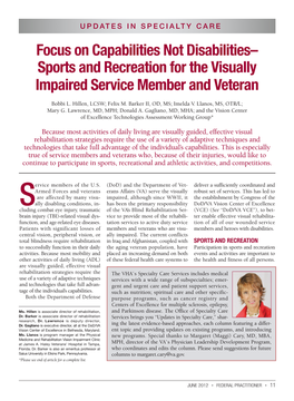 Sports and Recreation for the Visually Impaired Service Member and Veteran