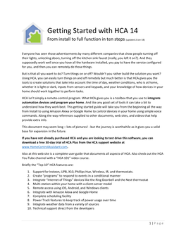 Getting Started with HCA 14