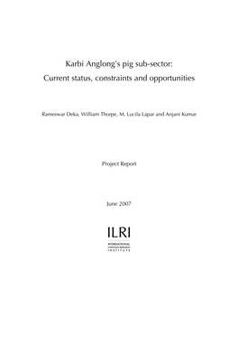 Karbi Anglong's Pig Sub-Sector: Current Status, Constraints And