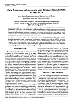 Early Cretaceous Palynomorphs from Kampung Tanah Runtuh, Kluang, Johor