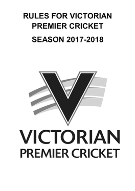 Rules for Victorian Premier Cricket Season 2017-2018