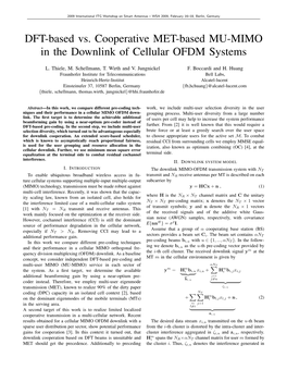DFT-Based Vs. Cooperative MET-Based MU-MIMO in the Downlink of Cellular OFDM Systems