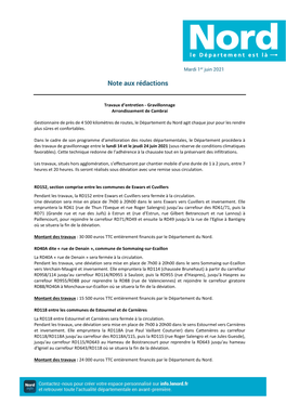 Gravillonnage Arrondissement De Cambrai Gestionnaire De Près De 4 500 Kilomètres De Routes, Le Départ