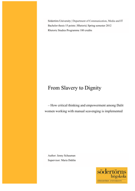 From Slavery to Dignity