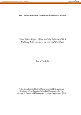 When Elites Fight: Elites and the Politics of U.S. Military Interventions in Internal Conflicts