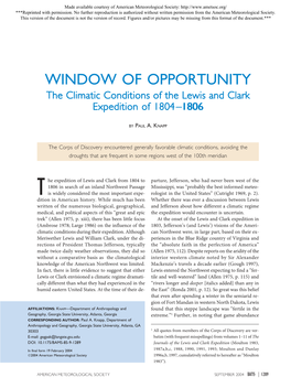 Window of Opportunity: the Climatic Conditions of the Lewis And