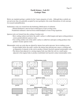 Earth Science - Lab #11 Geologic Time