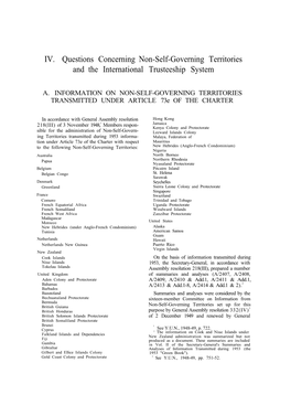 [ 1953 ] Part 1 Chapter 4 Questions Concerning Non-Self-Governing