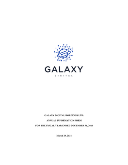 Galaxy Digital Holdings Ltd. Annual Information Form