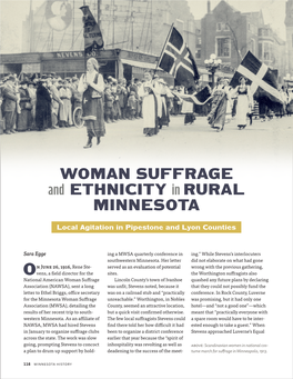 WOMAN SUFFRAGE and ETHNICITY in RURAL MINNESOTA