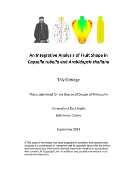 An Integrative Analysis of Fruit Shape in Capsella Rubella and Arabidopsis Thaliana