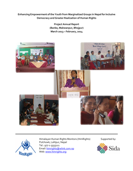 Enhancing Empowerment of the Youth from Marginalized Groups in Nepal for Inclusive Democracy and Greater Realization of Human Rights