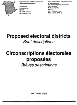 Proposed Electoral Districts Circonscriptions Electorales Proposees ,