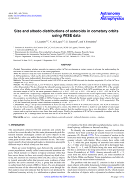 Size and Albedo Distributions of Asteroids in Cometary Orbits Using WISE Data