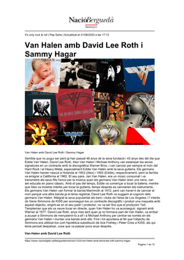 Van Halen Amb David Lee Roth I Sammy Hagar