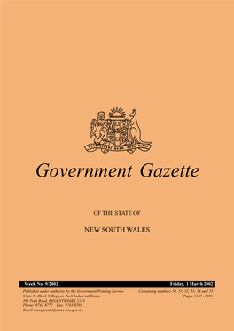New South Wales Government Gazette No. 9 of 1 March 2002