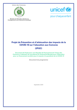 Projet De Prévention Et D'atténuation Des Impacts De La COVID-19 Sur L