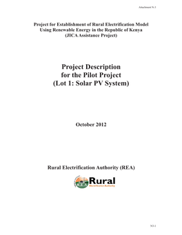 Project Description for the Pilot Project (Lot 1: Solar PV System)