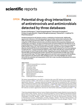 Potential Drug-Drug Interactions of Antiretrovirals and Antimicrobials