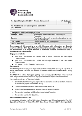 The Leisure and Development Committee for Decision Linkage To