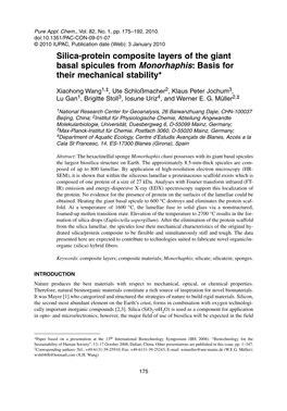 Silica-Protein Composite Layers of the Giant Basal Spicules from Monorhaphis: Basis for Their Mechanical Stability*