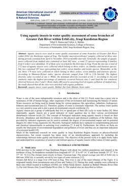 Using Aquatic Insects in Water Quality Assessment of Some Branches of Greater Zab River Within Erbil City, Iraqi Kurdistan Region Nihal S