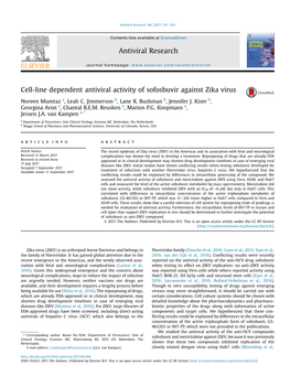 Cell-Line Dependent Antiviral Activity of Sofosbuvir Against Zika Virus