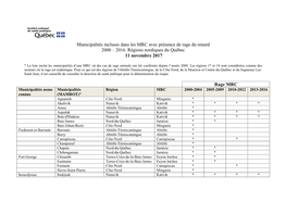 Liste Des Municipalités Du Nord Du Québec