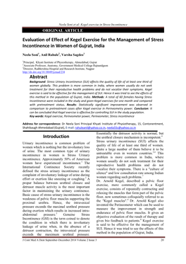 Evaluation of Effect of Kegel Exercise for the Management of Stress Incontinence in Women of Gujrat, India
