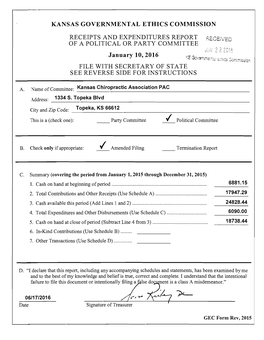 Kansas Governmental Ethics Commission Receipts And