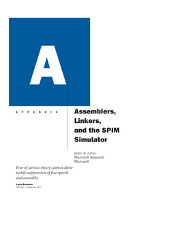 Assemblers, Linkers, and the SPIM Simulator