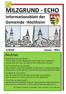 MILZGRUND - ECHO Informationsblatt Der Gemeinde Höchheim