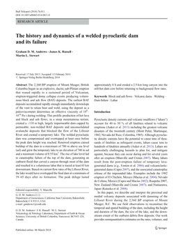 (2014) – the History and Dynamics of a Welded Pyroclastic