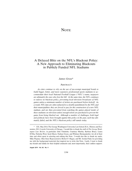 A Delayed Blitz on the NFL's Blackout Policy: a New Approach to Eliminating Blackouts in Publicly Funded NFL Stadiums