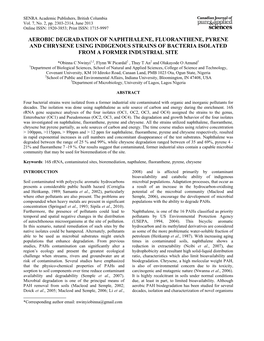 Aerobic Degradation of Naphthalene, Fluoranthene, Pyrene and Chrysene Using Indigenous Strains of Bacteria Isolated from a Former Industrial Site