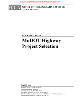 Mndot Highway Project Selection