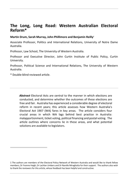 Western Australian Electoral Reform