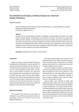 Coleoptera, Carabidae) of Lepenec River Valley in the Republic of Macedonia
