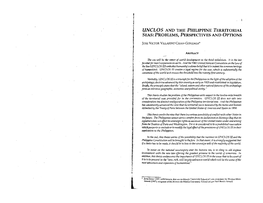 Unclos and the Philippine Territorial Seas: Problems, Perspectives and Options