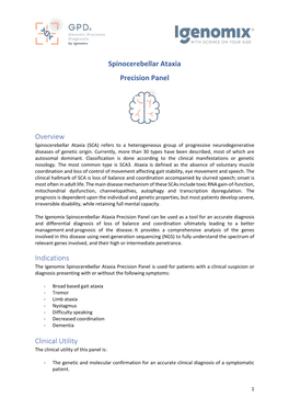 Spinocerebellar Ataxia Precision Panel Overview Indications