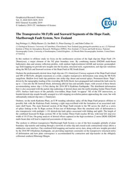 The Transpressive Mt Fyffe and Seaward Segments of the Hope Fault, Marlborough Fault System, New Zealand