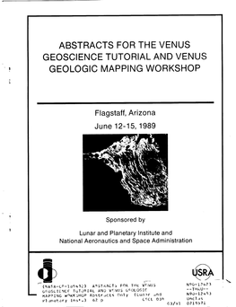 Abstracts for the Venus Geoscience Tutorial and Venus Geologic Mapping Workshop