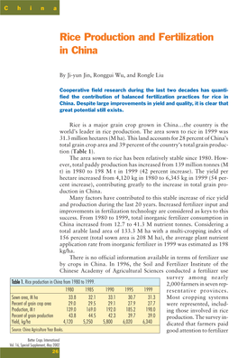 Rice Production and Fertilization in China