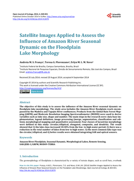 Satellite Images Applied to Assess the Influence of Amazon River Seasonal Dynamic on the Floodplain Lake Morphology