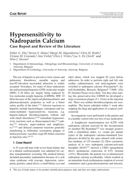 Hypersensitivity to Nadroparin Calcium Case Report and Review of the Literature