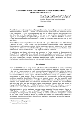 Experiment of the Application of Vetiver to Sand-Fixing in Subtropical Deserts