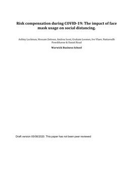 Risk Compensation During COVID-19: the Impact of Face Mask Usage on Social Distancing
