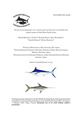 Working Document Submitted to the ISC Billfish Working Group